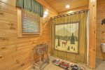 Sunrock Mountain Hideaway - Master bath upstairs with shower/tub combo